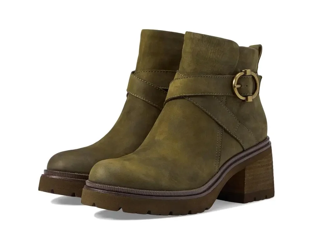 Sofft Womens Jenine Moto Ankle Boots Size US 11 Green Leather Block Heel NIB